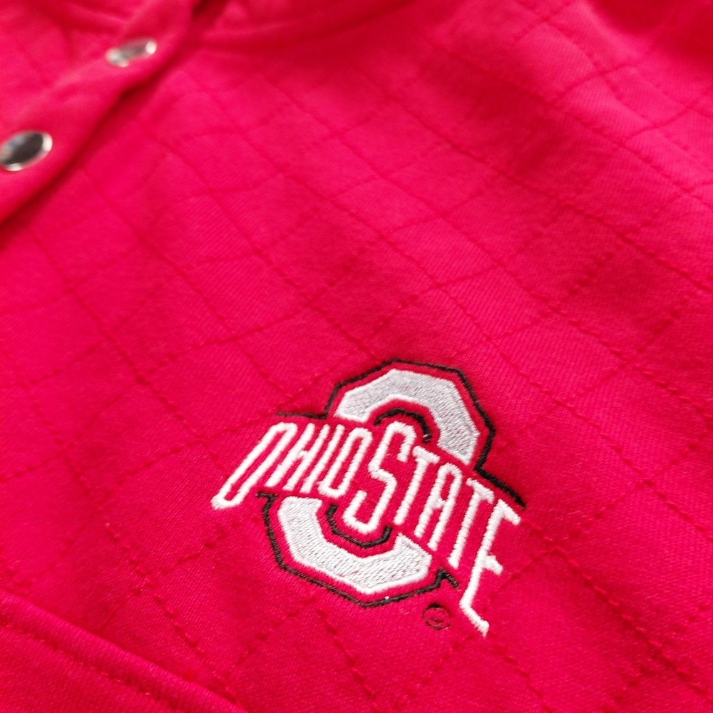 Ohio State Buckeyes NCAA 1/4 Snap Womens LARGE Pullover Front Pocket Red Logo - Picture 6 of 12